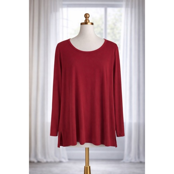 Susan Graver Tops - Susan Graver Modern Essentials Liquid Knit Popover Tunic Top Classic Red Size XL